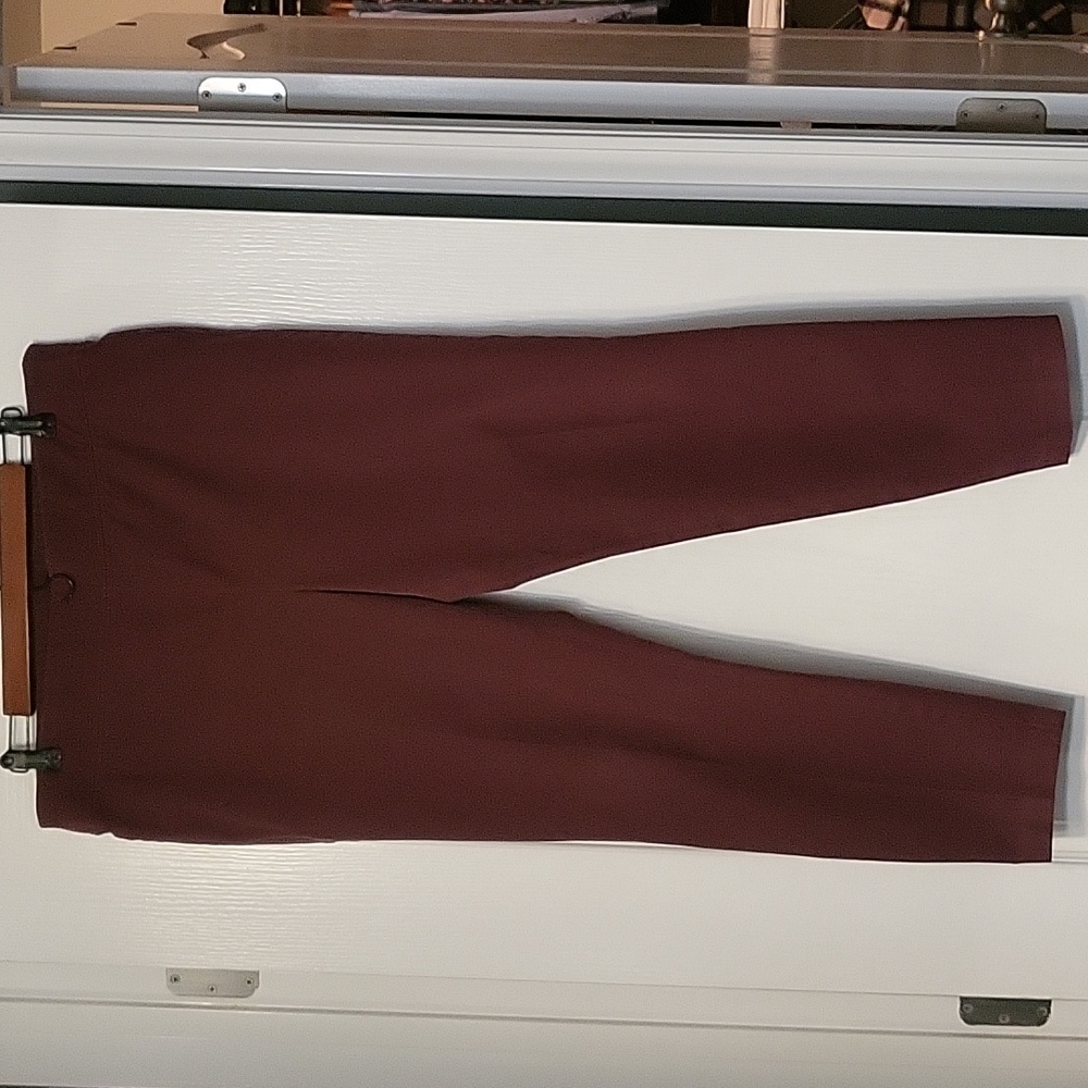 Talbots Skinny Ankle Pull On Pants - burgandy - size 14 - GUC - J